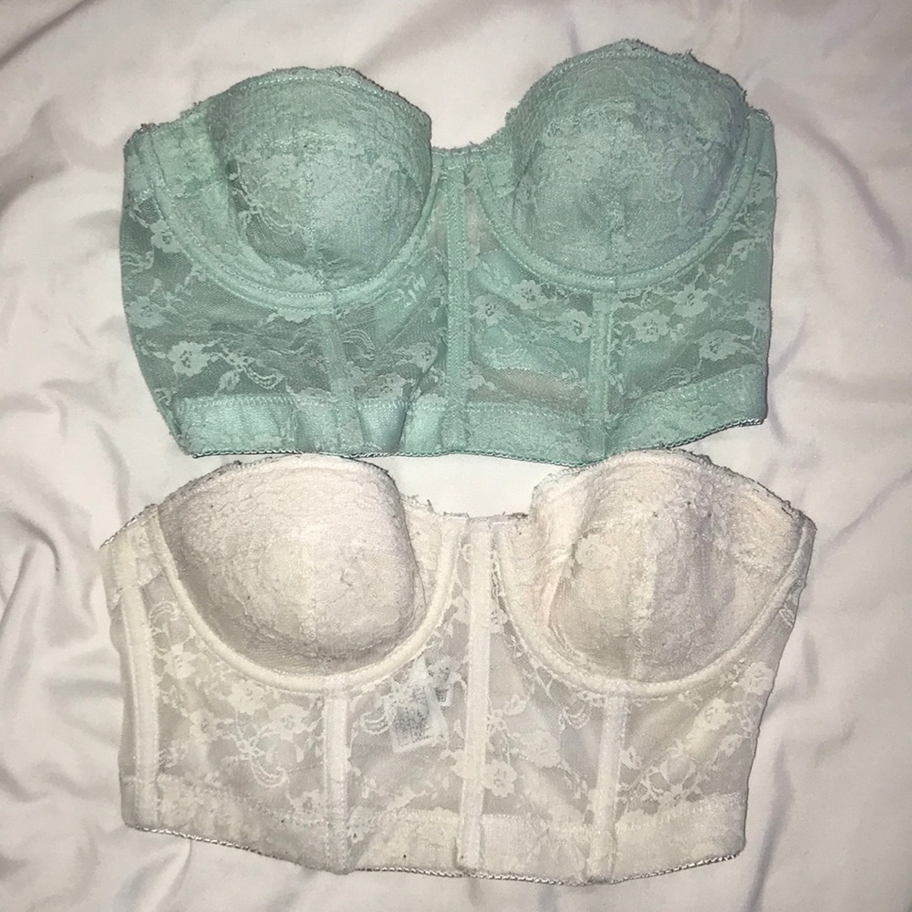 Strapless lace corset bustier bra